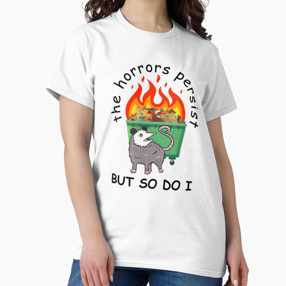 Persistent Opossum in Front of Flaming Dumpster by stuckflamingo