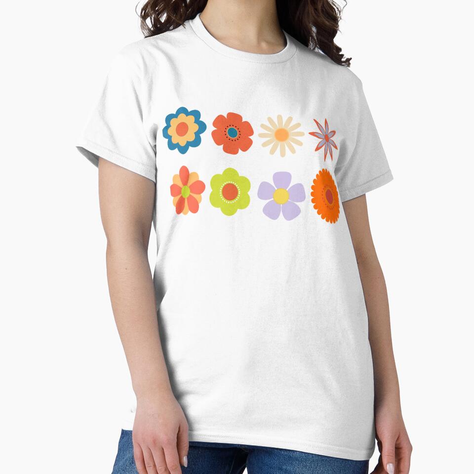 Vibrant 70s Style Colorful Flower Art by BMB-Arts