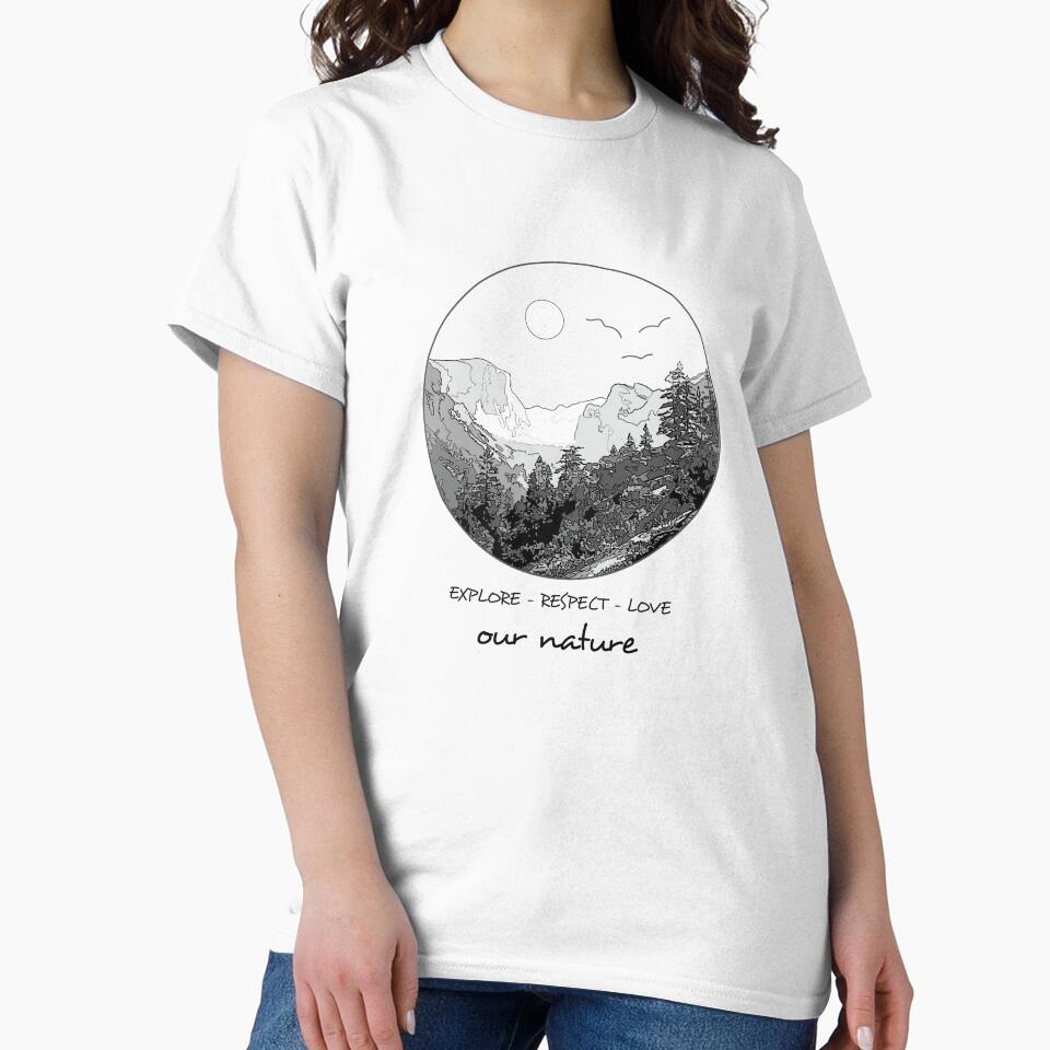 Mountain Range with Forest and Sun in Mandala Circle - Explore Respect Love Our Nature by Loving Nature Gifts