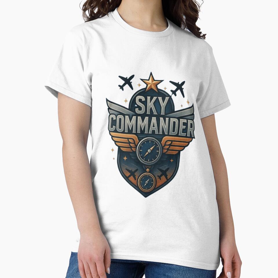 Sky Commander Pilot Design, Airline Captain Shirt, Aviation Leader, Aircraft Cockpit, Commercial Pilot, Flight Crew, Airplane Flying, Aviation Lifestyle, Aerospace, Pilot Gift, Air Travel Design by Typologystudios