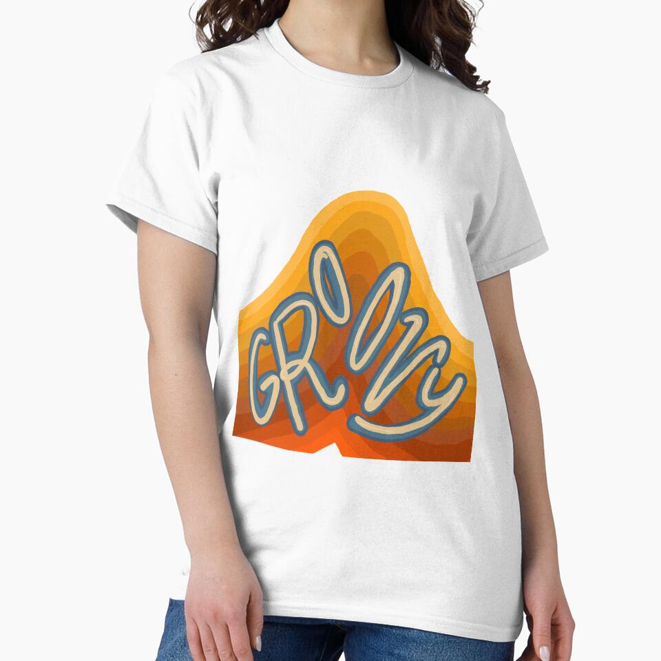 Groovy Lettering on Orange Vintage Stripes by Alexandra Renee