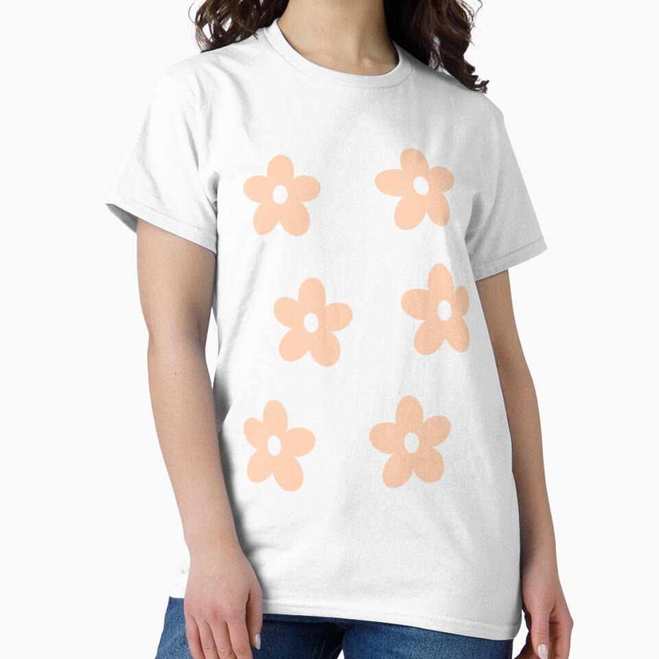 Pastel Peach Retro Groovy Flowers by JulzPink