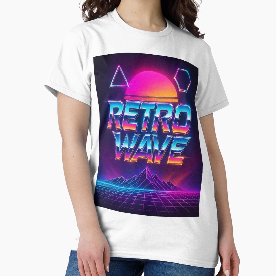 Retro Synthwave Landscape with Chrome Neon by LaraVisionsArts