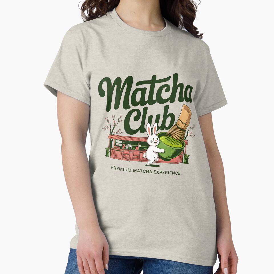 Matcha Club Premium Matcha Experience Cute Bunny Tea Lover Shirt by Raw Tigers