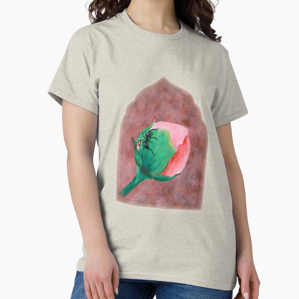 Peony Bud with Ant Dark Botanical Arch Painting by simh