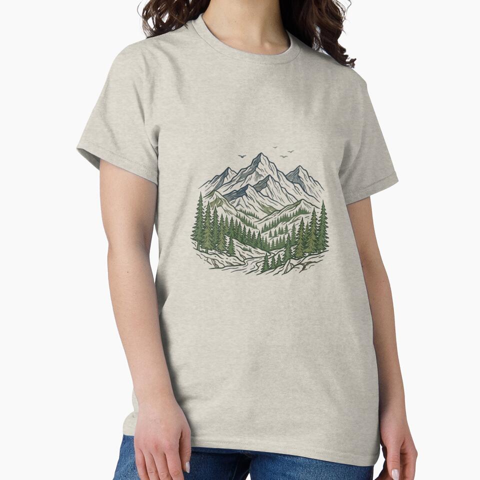 Vintage Mountain Forest Nature T-Shirt by Figurimania