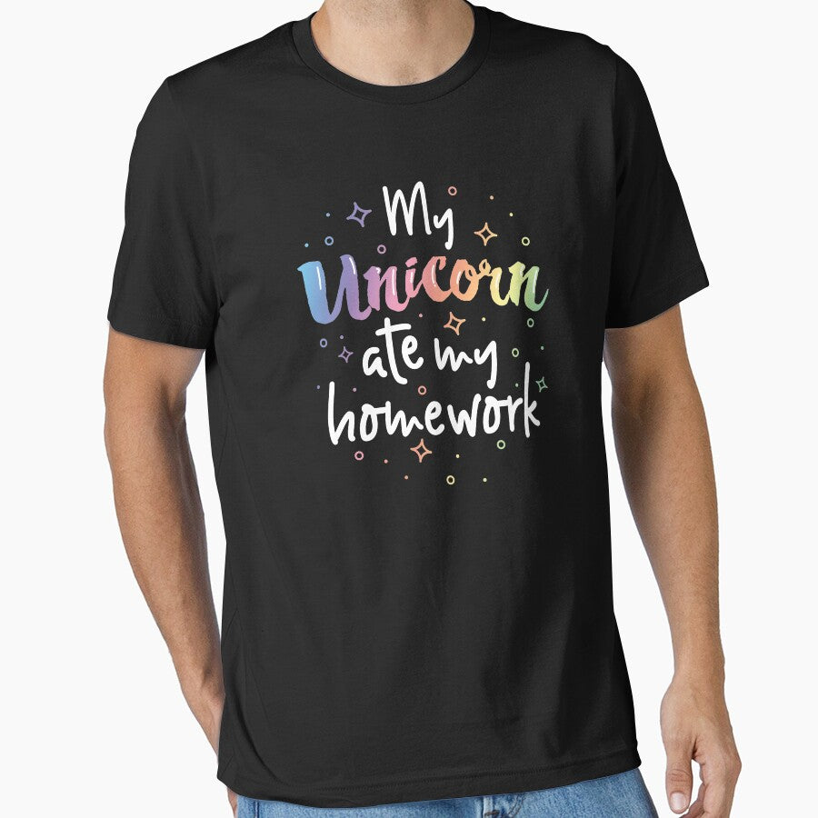 My Unicorn Ate My Homework T-Shirt School Kids Girls Gift by 14thFloor