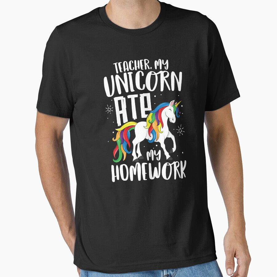 Unicorn Ate My Homework T-Shirt Back to School Kindergarten by 14thFloor