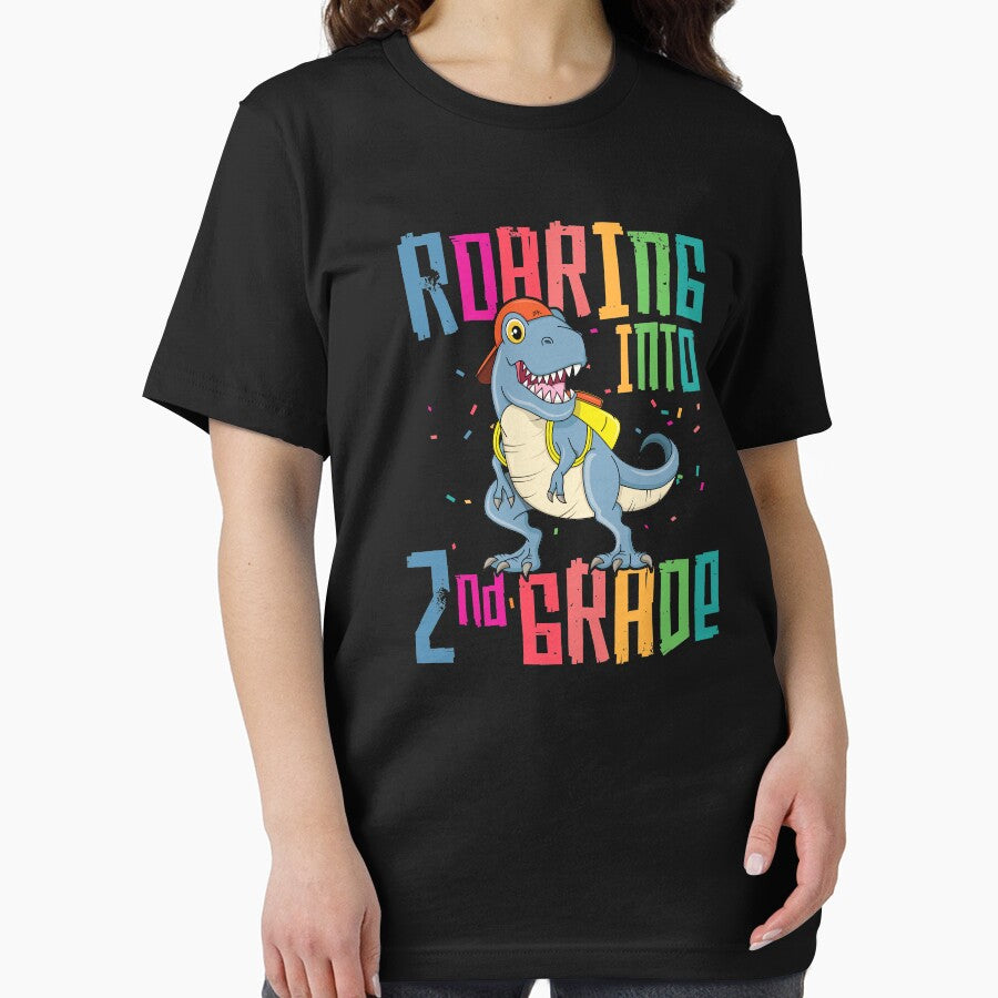 2nd Grade T Rex Roaring Back to School T-Shirt Dinosaur Boy by 14thFloor