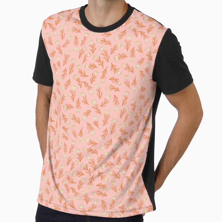 Globe Flower Ditsy Floral - Pastel pink by Illustrated by Nat