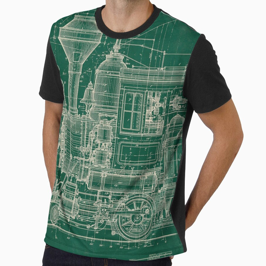 Vintage Steampunk Locomotive Blueprint by Visual Foundry