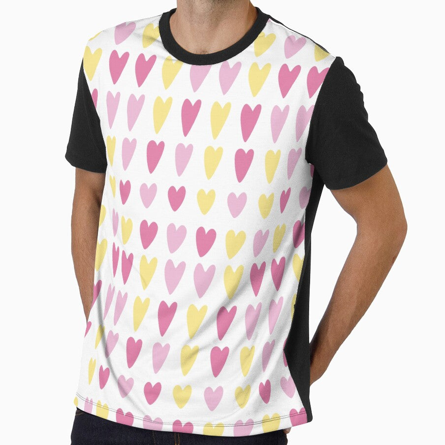 90s 2000s y2k cute heart pattern hot pink yellow pastel by blomastudios