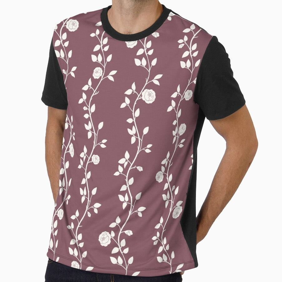 Dusty Rose Wildflower Vine Pattern by Little Wimbly