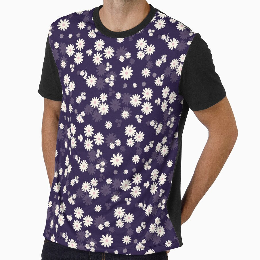 Retro navy blue Daisy Floral Seamless Pattern by StoriesInGrain