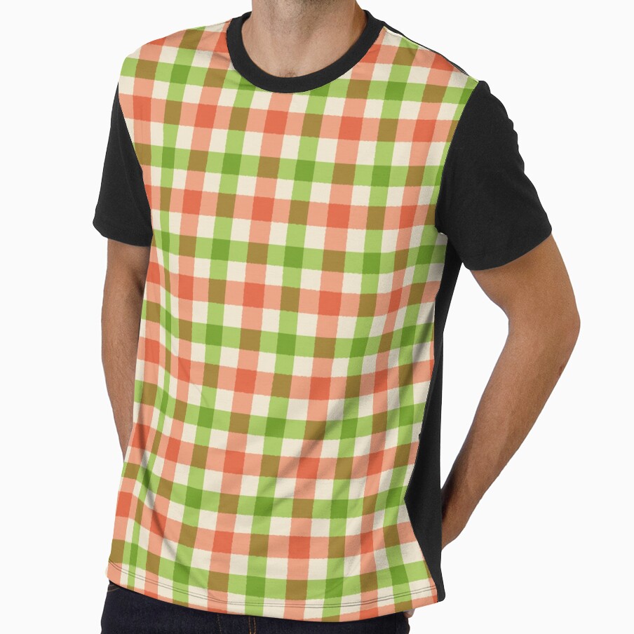 Citrus Green Orange Retro Plaid Check Pattern by DColourMuse