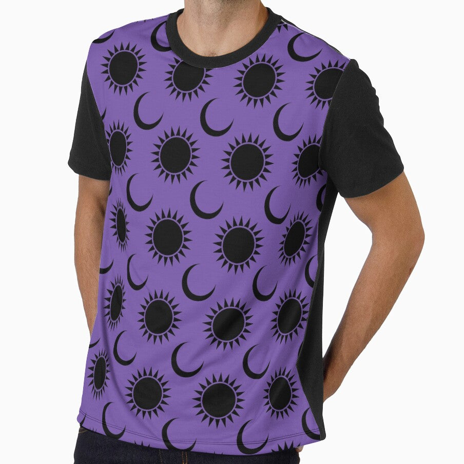 Celestial Sun and Moon on Purple by pewpewprinters