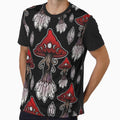Red Crystal Mushrooms Pattern • by StudioPurpleOctopus