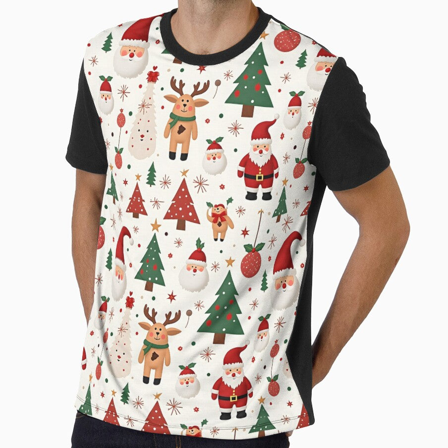 Funny Christmas Seamless Pattern | Santa, Reindeer & Christmas Tree Holiday Design by ralucasilvia87
