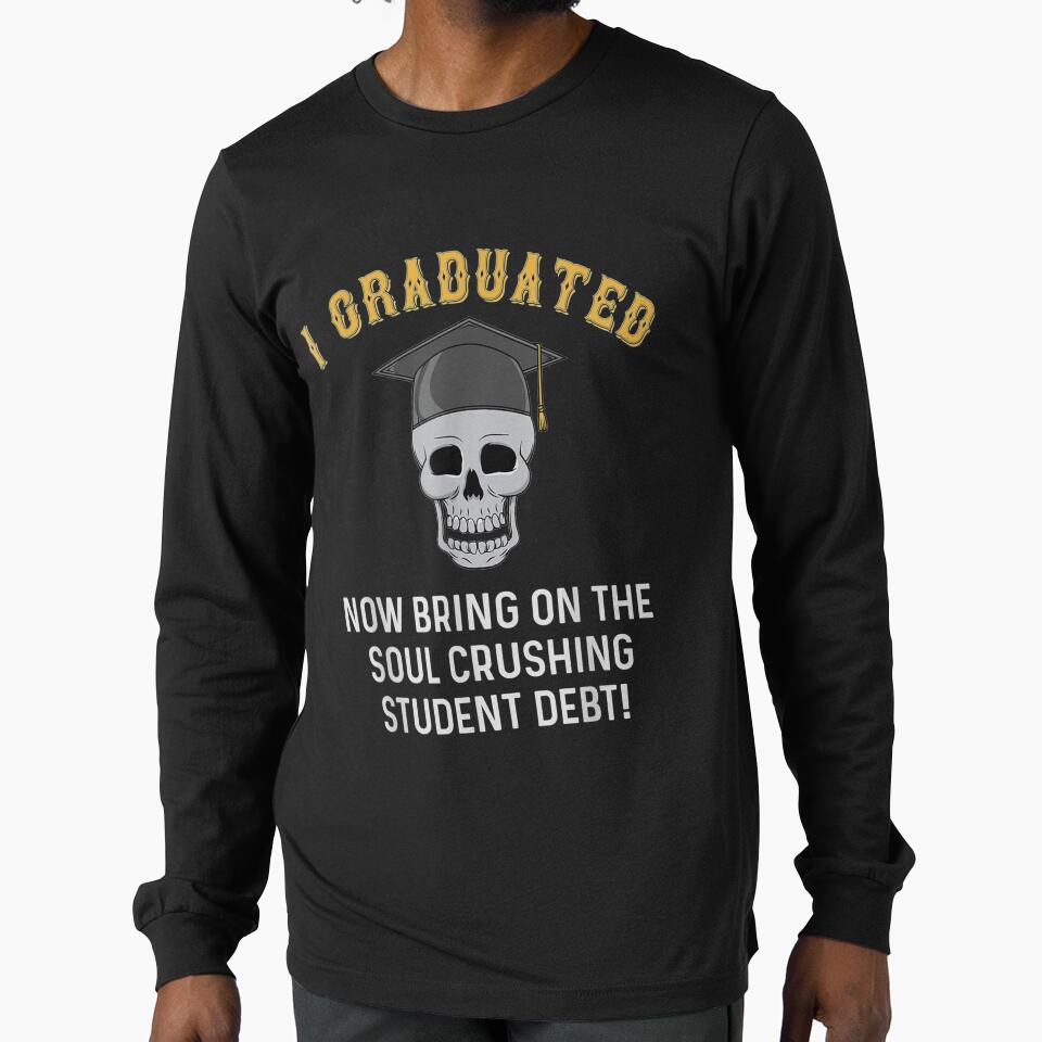 Funny Soul Crushing Student Debt Graduation Skull Design by jerrie9