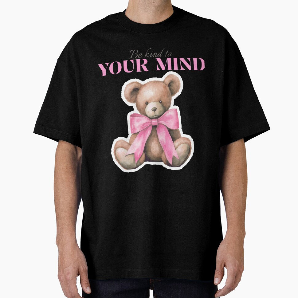 Be kind to your mind vintage teddy bear pink bow by SoulfulT