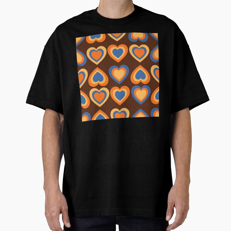 Groovy Retro Heart Seamless Pattern - 70s Vintage Love Aesthetic by Niji Hibana
