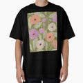 Dahlia garden in olive green by Illustrated by Nat