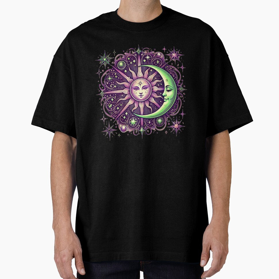 Mystical Sun & Moon in Purple and Green – Cosmic Spiritual Design by CarmaQuanTarot by CarmaQuanTarot