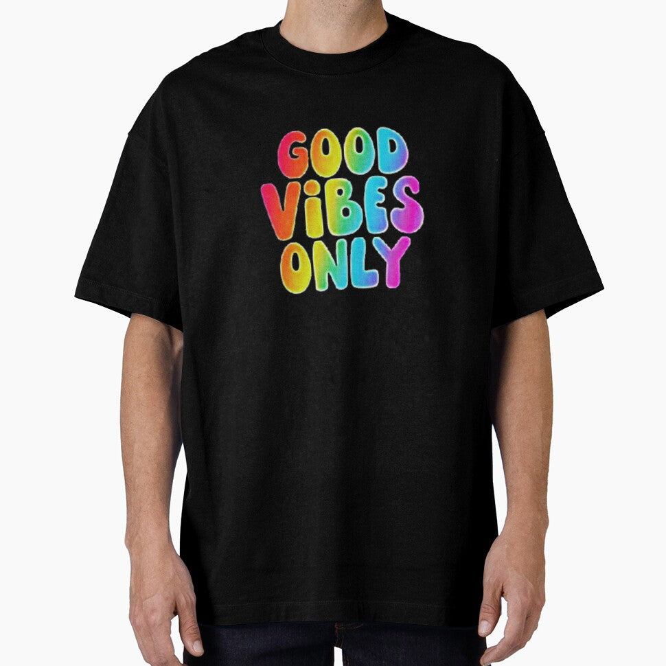 Good Vibes Only Rainbow Bubble Text by DeadpanThreads