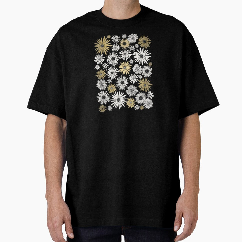 Daisy Pattern - Black and Gold by Chrystel L Art