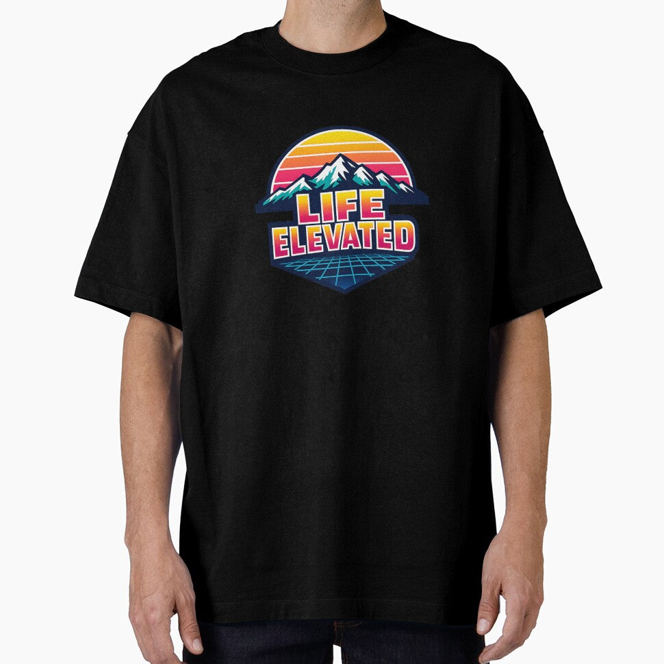 Retro Mountain Sunset Life Elevated Emblem by Dresut
