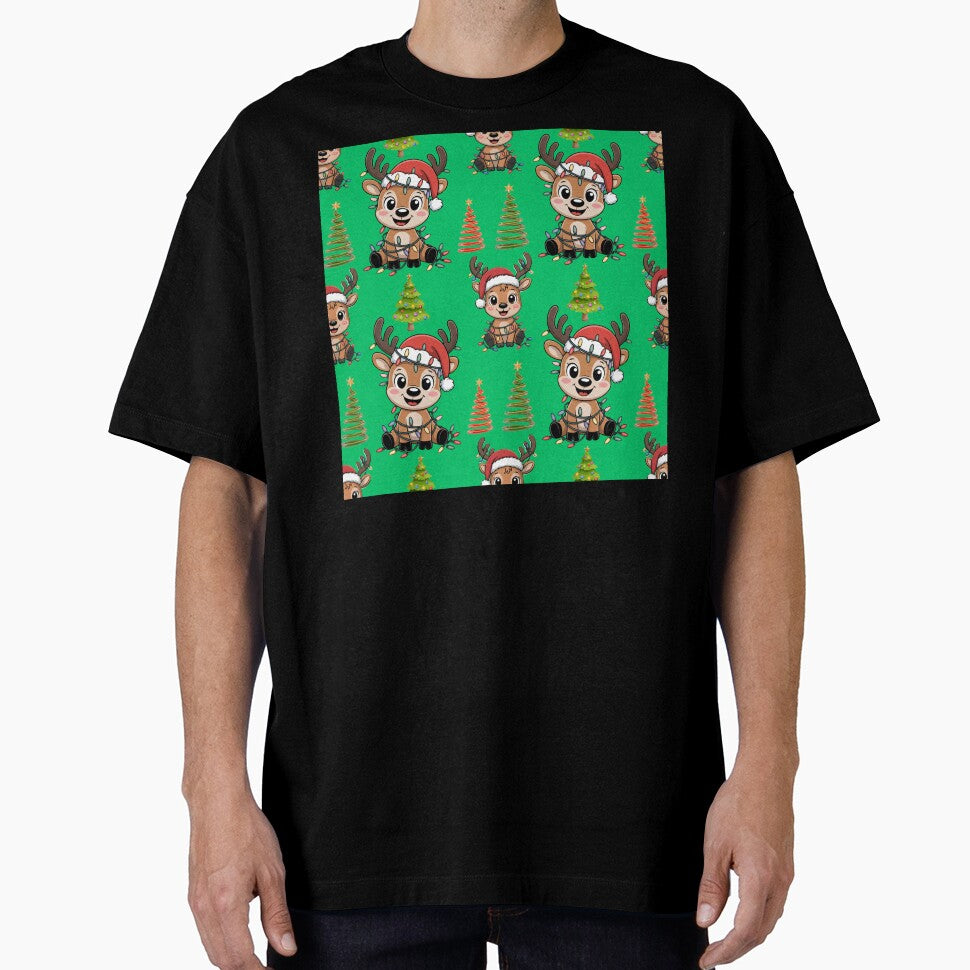 Santa Hat Reindeer Christmas Pattern by Grang Art Artistic Designs