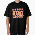 Stay Groovy Retro Colorful Block Letter Floral Design by redbubbleart18