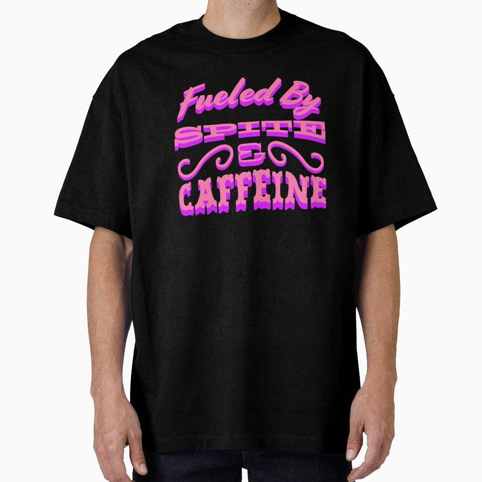 Fueled By Spite and Caffeine Neon Pink Typography by skullcap-prints