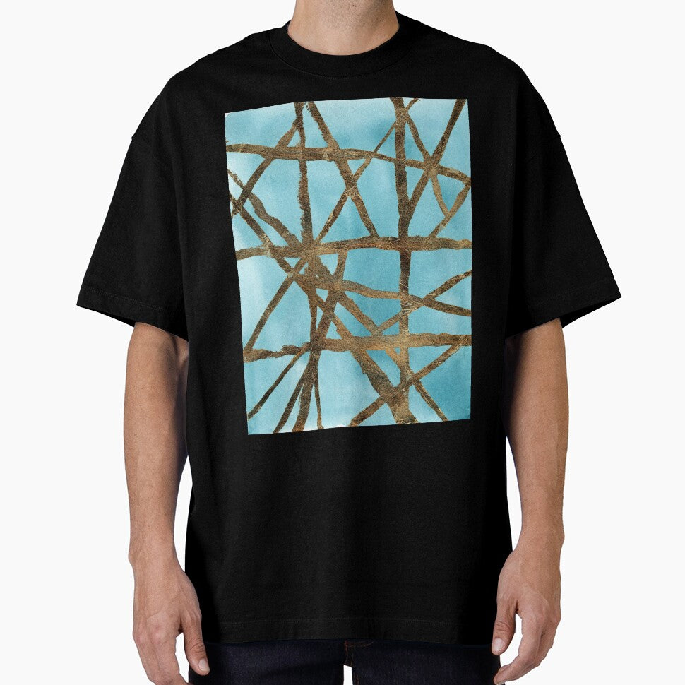 Aqua & Gold Mid Century Lines by LisaGolightly