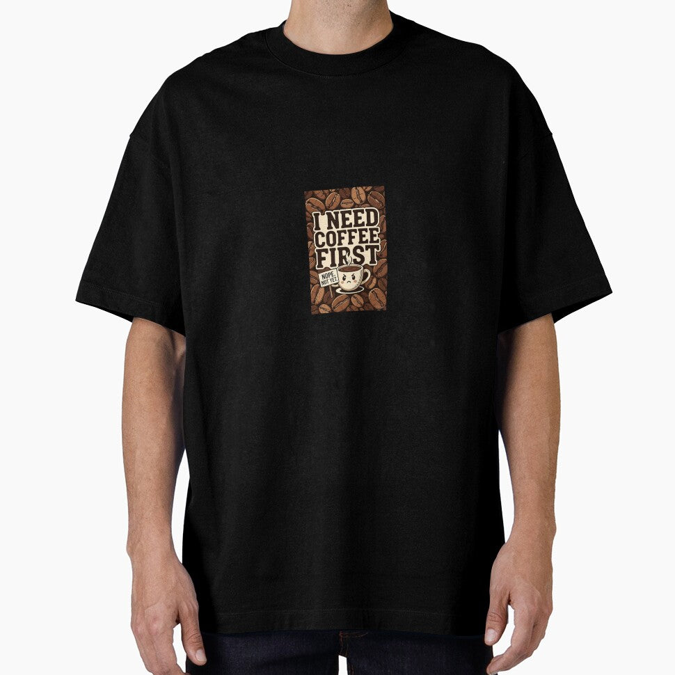 I Need Coffee First Funny Coffee Lover Vintage Typography Design by Artbysarmina