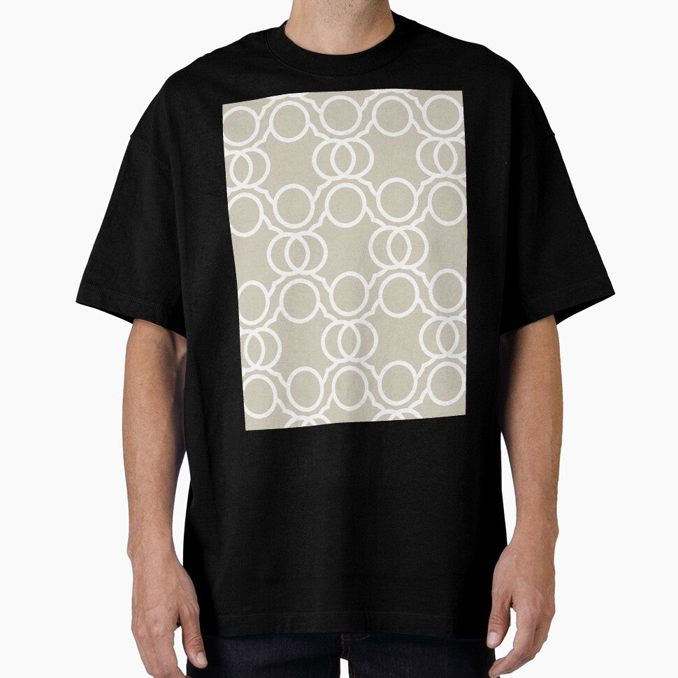 Tan and White Geometric Circle Pattern Pairs DE 2022 Popular Color Doric White DET641 by ColorOfTheYears