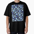 RETRO GROOVY AND FUN FLOWERS BLACK AND BLUE by blomastudios