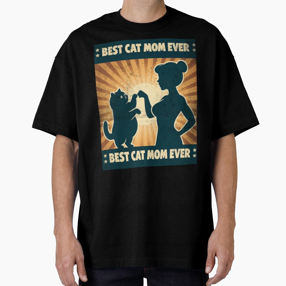 Retro Best Cat Mom Ever Fistbump Design by MigNetZ