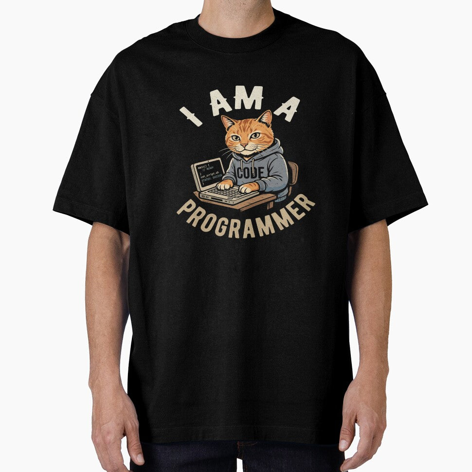 I Am A Programmer Cat — Funny Coding Cat Hoodie Vintage Tee for Software Developers by NUVYStudio