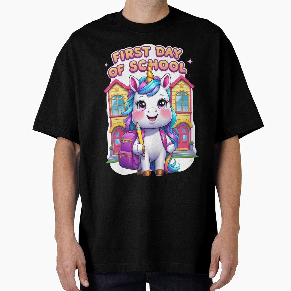 First Day of School – Cute Unicorn Back to School Design for Kids by SnoyTextil