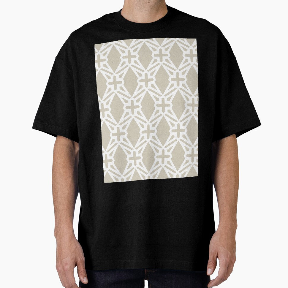 Tan and White Geometric Shape Pattern Pairs DE 2022 Popular Color Doric White DET641 by ColorOfTheYears