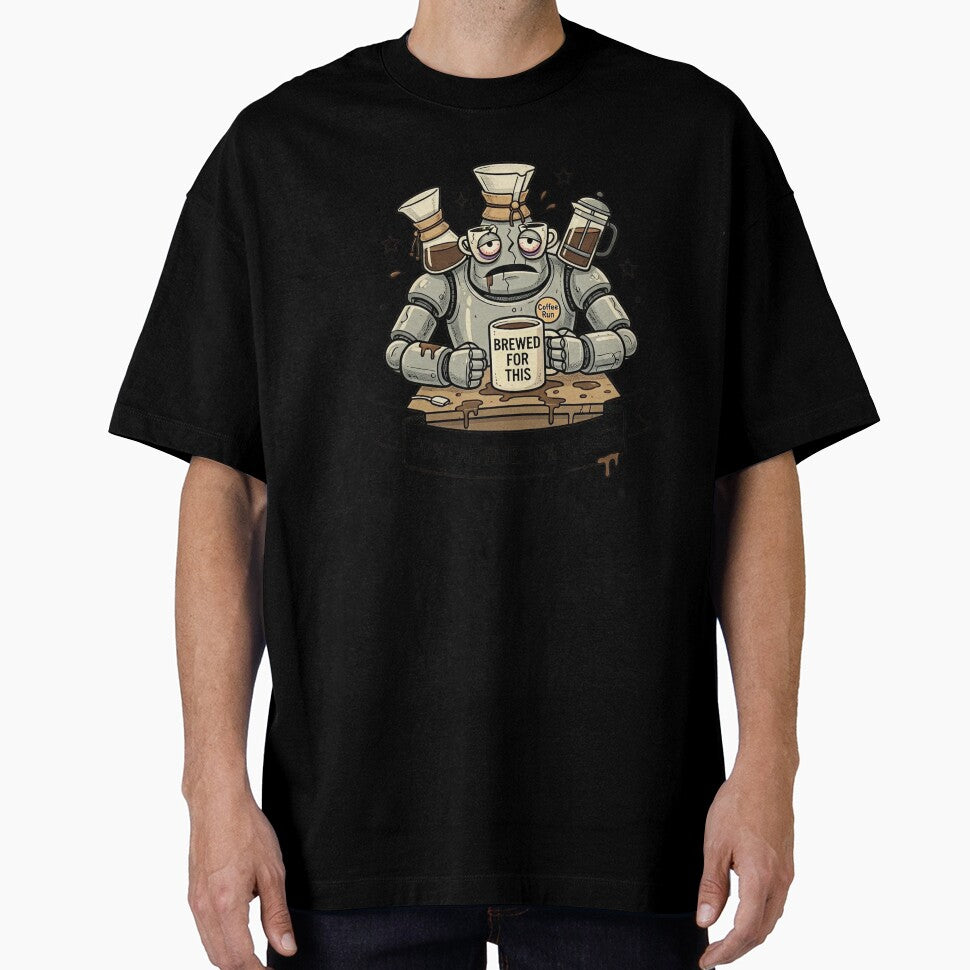 Retro Robot Coffee T-Shirt - "Brewed for This" Funny Engineering Graphic by PixelsTelas