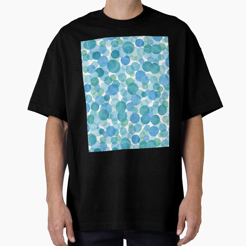Green, Blue and Turquoise Overlapping Circles - Watercolor Pattern by AlicjaCurioseur