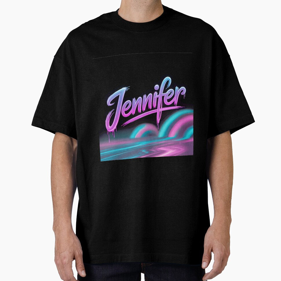 Neon Drip Jennifer Retro Synthwave Name Design by Scott Vargas