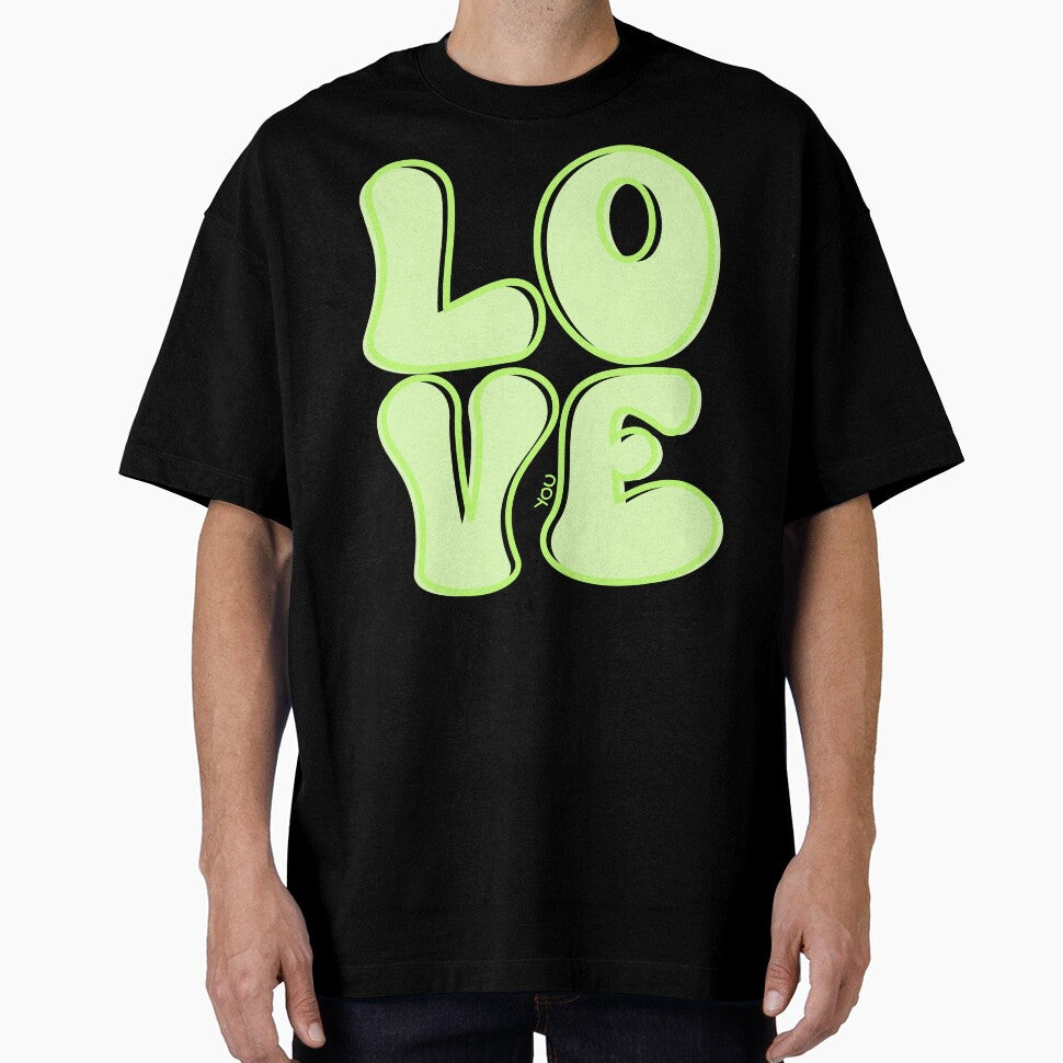 Love You Bold Typography - Neon Green by SaltedBeachPaperie
