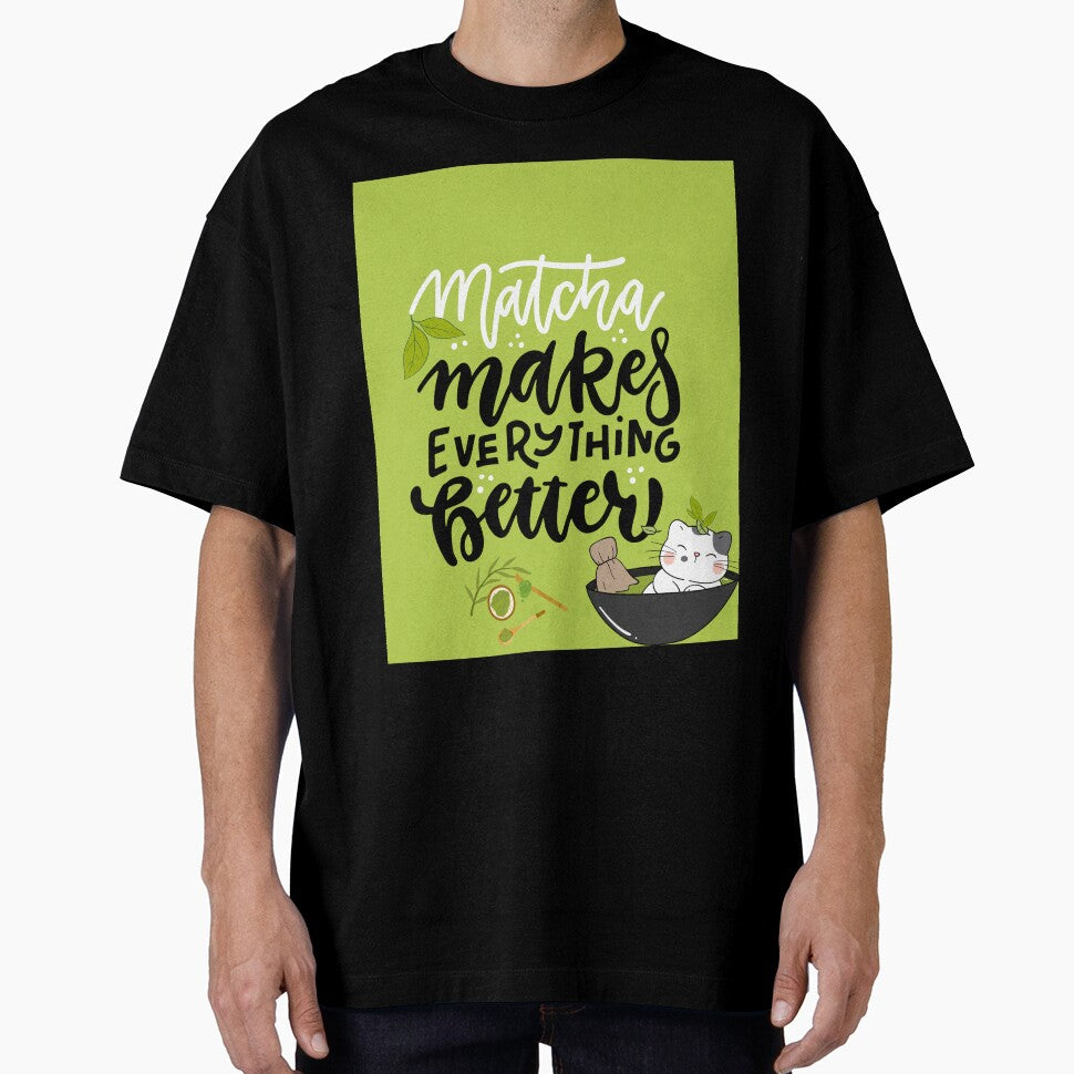 Matcha Magic: Cute Cat Tea Illustration by VibranPalette
