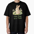 One Day At A Time | Cute Bunny Mental Health Affirmation Sticker | Self Love Gift | Encouraging Quote Sticker by Davestre Designs