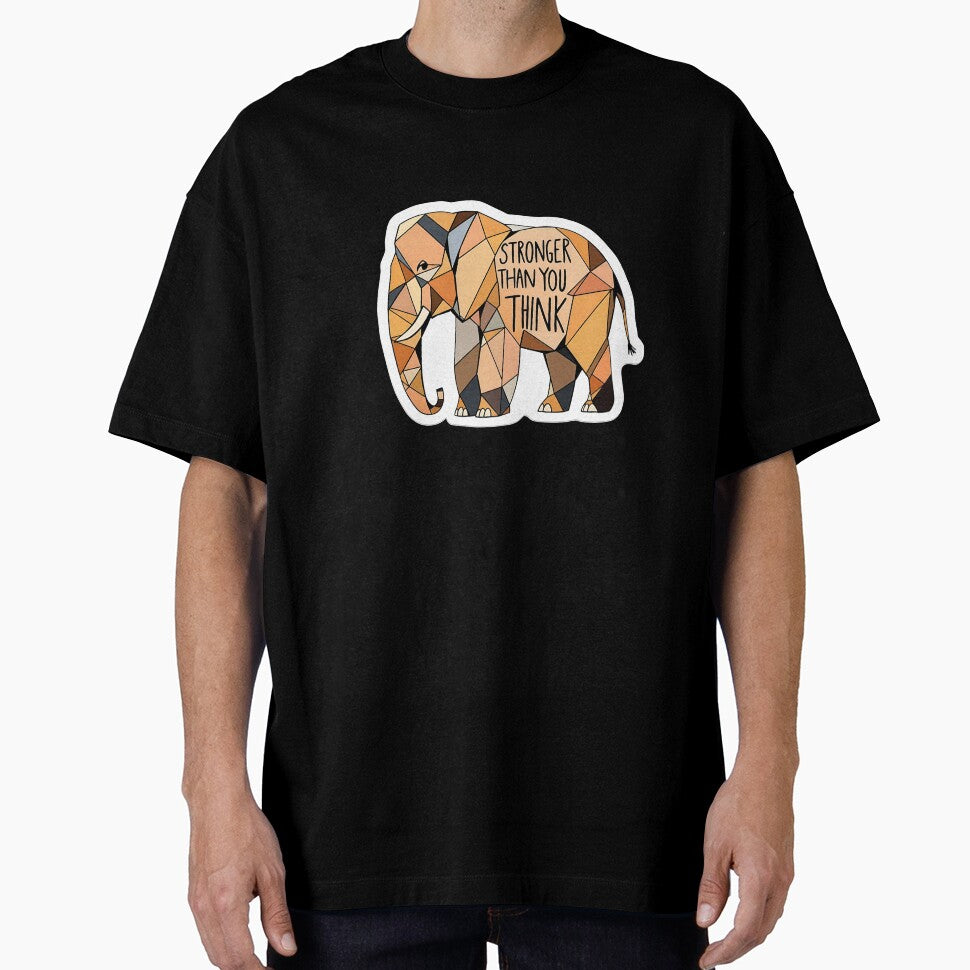 Stronger Than You Think Geometric Elephant - Mental Health Affirmation Art by GipsyAvenger