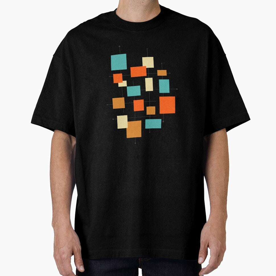 Colorful Geometric Squares Lines Mid Century Modern Retro by Orchard Berry