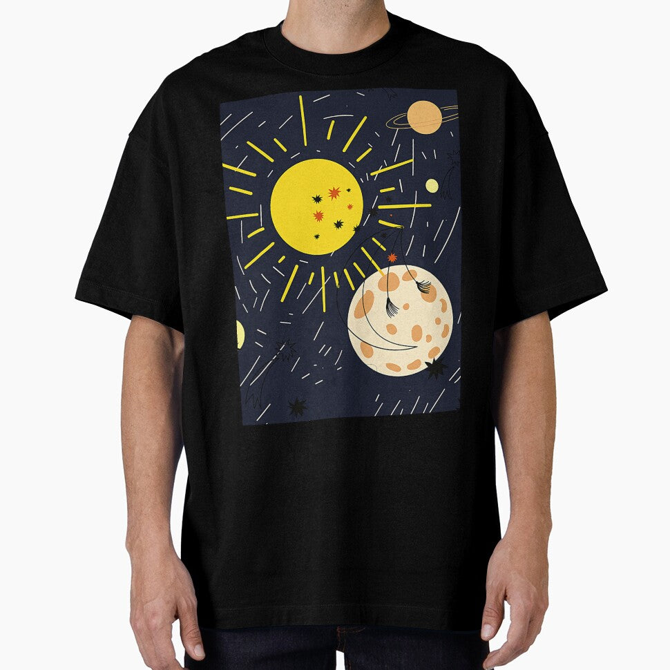 sun,moon,stars,planet abstract modern art by cutecrazytshirt